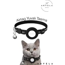 Arvela Airtag Yuvalı Kedi Tasması Ayarlanabilir Silikon Güvenli Tokalı Kedi Boyun Tasması