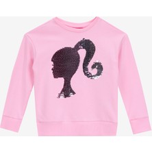 Barbie Baskılı Kız Çocuk Pembe - Gümüş Sweatshırt BRB5WG-SWT6624