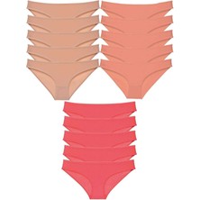 MELENERS 15 Adet Süper Eko Set Likralı Kadın Slip Külot Ten Pudra Fuşya