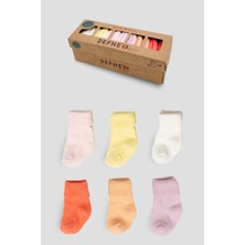 Defne Baby 6 Çift Kutulu Kız Newborn Yeni Doğan ve Bebek Çorabı 0-6 Ay