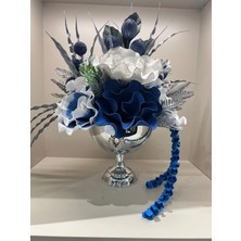 TASARIMHMODA Yapay Çiçekli Gümüş Yuvarlak Vazo No:2