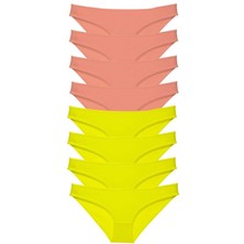 MELENERS 8 Adet Süper Eko Set Likralı Kadın Slip Külot Sarı Pudra