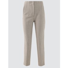 Jimmy Key Bej Melanj Normal Paça Yüksek Bel Düz Kesim Dokuma Pantolon