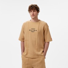 United4 Unıted4 Örme Comfort Erkek Krem T-Shirt