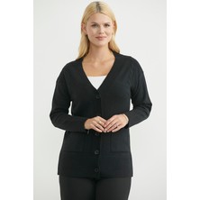 Sementa Oversize Cepli Triko Hırka - Siyah