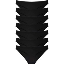 MELENERS 7 Adet Süper Eko Set Likralı Kadın Slip Külot Siyah