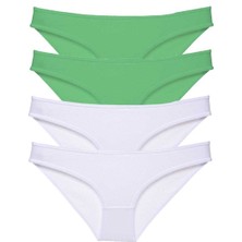 MELENERS 4 Adet Eko Set Likralı Kadın Slip Külot Yeşil Beyaz