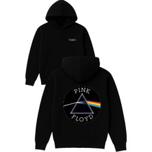 Vsrn Pınk Floyd Tasarım Baskılı Oversize Siyah Kapüşonlu Sweatshirt