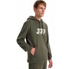 Jeep Kapüşon Yaka Baskılı Haki Erkek Sweatshırt J5WM-SWT7294