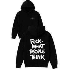 Vsrn What People Tasarım Baskılı Oversize Siyah Kapüşonlu Sweatshirt