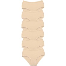 MELENERS 6 Adet Tutku Kadın Yüksek Bel Bato Kalın Lastik Külot Ten