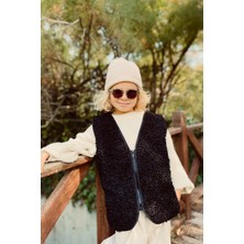 Monila Unisex Çocuk Fermuarlı Cepli Peluş Yelek