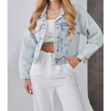 Zy Plus Mavi Taşlı Ön ve Arka Cep Detaylı Kot Ceket