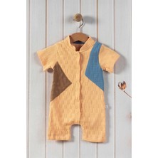 Dinamik çocuk Renk Detaylı Kendinden Desenli Kumaş Önden Çıt Çıtlı Erkek Bebek Tulum 0-3/3-6/6-9/9-12 Aylık