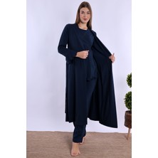 Effortt Lacivert Sabahlıklı Hamile Lohusa Pijama Takımı