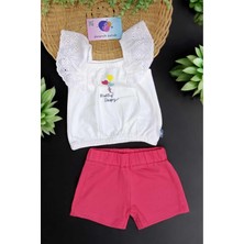 Dinamik çocuk Kız Çocuk Brode Kol Detaylı Alt Üst 2li Yazlık Ince Takım Kalpli