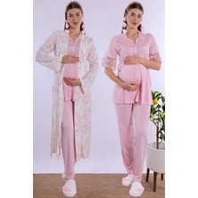 Effortt Pembe Sabahlıklı Hamile Lohusa Pijama Takımı