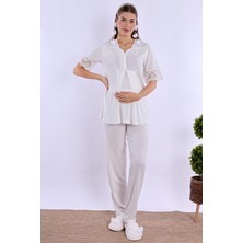 Effortt Ekru Hamile Lohusa Pijama Takımı