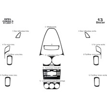 Mars Cockpit Design Opel Corsa D Konsol-Torpido Kaplama 2007 13 Parça Siyah Karbon