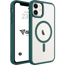 Mena Rise Kılıf Şarj Özellikli Krom M-Safe Uyumlu Silikon Sararmaz Kapak (Yeşil, 11)