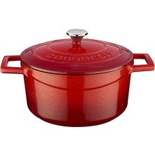 Mena Rise Metal Döküm Yuvarlak Tencere, 20 Cm, Kırmızı