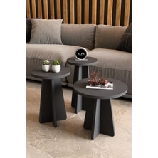 Alpa Ev Mobilya Mantar 3'lü Yuvarlak Zigon Sehpa, Salon Sehpa Takımı, İskandinav Stil, Yan-Orta Sehpa