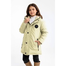 D1fference İçi Kürklü Su ve Rüzgar Geçirmez Kapüşonlu Kız Çocuk Mont