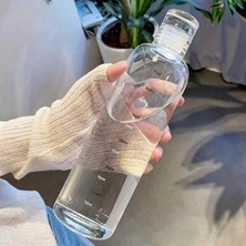 Misda Store 2407 Borosilikat Cam Su Şişesi - Su Içme Saatli Dereceli Matara Suluk - Başucu Sürahisi Şeffaf 750 ml