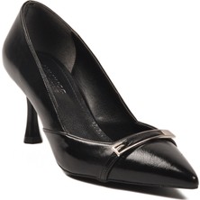 Ayakmod Siyah Kırışık Ince Topuklu Kadın Abiye Ayakkabı 575040 Z