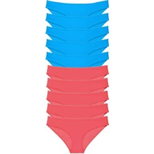 MELENERS 10 Adet Süper Eko Set Likralı Kadın Slip Fuşya Mavi