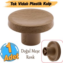 Badem10 Tek Vidalı Bohem Iç Bükey Plastik Düğme Kulp Kubik Doğal Meşe Renk Mobilya Dolap Çekmece Kulpu Kulbu