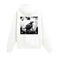 Colermi Sırt Baskılı Karga ve Kurukafa Tasarımlı Hoodie