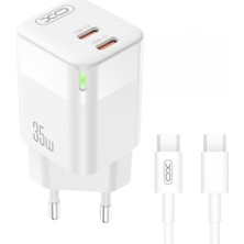 Mena Rise Xo Is Beauty Hızlı Şarj Adaptörü CE07| Gan | 1 Type-C Kablo | 35W Max Power | Akım Korumalı | Tablet, Notebook, Cep Telefonu, Konsol | Beyaz