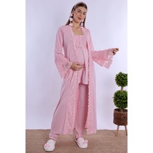Effortt Pembe Sabahlıklı Hamile Lohusa Pijama Takımı
