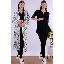 Effortt Siyah Sabahlıklı Hamile Lohusa Pijama Takımı