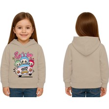Sedirli Unisex Labubu Baskılı Çocuk Swaetshirt Kapüşonlu 3 Iplik Şardonlu