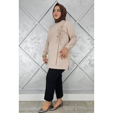 Pys Giyim Kadın Düğme Taş Detaylı Biyeli Tesettür Tunik