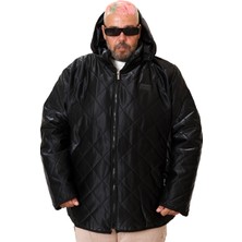 ModeXL Mode Kapşonlu Xl Erkek Büyük Beden Mont 5XL Komur Siyah 2022 Sonbahar-Kış Modeli