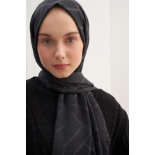 Carell Vence Çift Taraflı Geometrik Desen Ipek Şal Füme