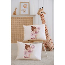Lilabio %100 Pamuk Isme Özel 2li Ekru Bebek Yastık Kılıfı 35X45 Cm-Balerin