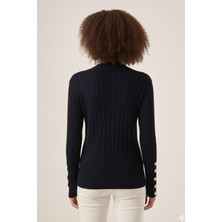 Ftz Women Kadın Saç Örgülü Hırka  Lacivert 25238