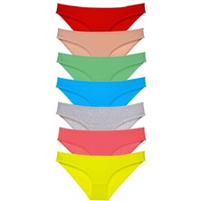 MELENERS 7 Adet Süper Eko Set Likralı Kadın Slip Külot Çok Renkli