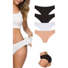 MELENERS 4 Adet Kadın Dikişsiz Lazer Kesim Esnek Iz Yapmayan Külot S4