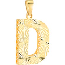 Seval Kuyumculuk 14 Ayar Altın D Harfi Kalemli Kolye Ucu