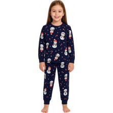 Zuzunga Unisex Yılbaşı Kardan Adam Desenli Çocuk Pijama Takımı