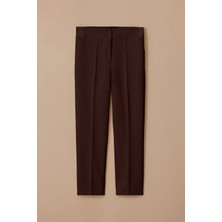 Galaxi Kadın Büyük Beden Çift Düğmeli Klasik Pantolon - Kahverengi