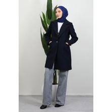 Sara Tek Düğmeli Kaban Lacivert