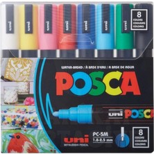 Uniball Posca (1.8-2.5) Su Bazlı Boyama Markörü Ana Renkler 8'li Set ( N ) (Uni-Pc-5m)/ 8c Set