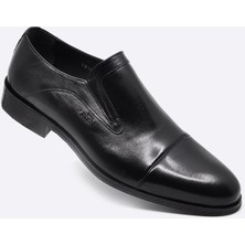 Fosco Siyah Hakiki Deri Bağcıksız Klasik Erkek Ayakkabı 2018 114