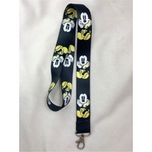 Hediyebum Mickey Mouse Sembollü Siyah Boyun Askısı